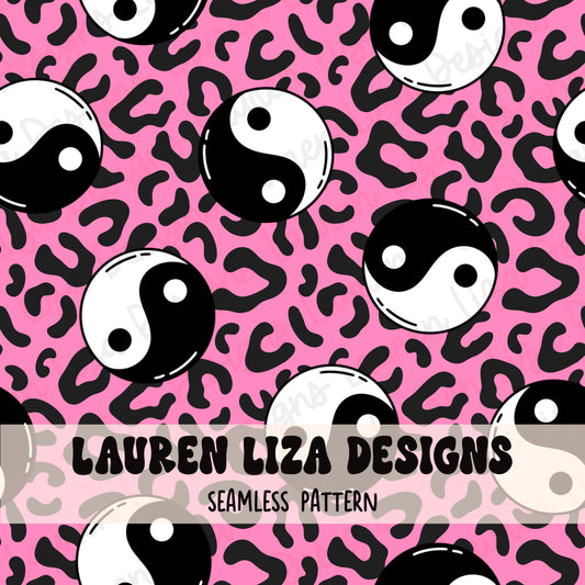 Pink Leopard Print with Yin Yangs