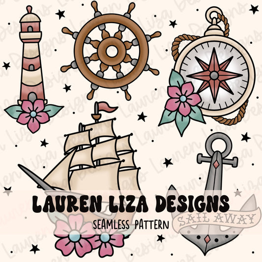 Nautical Tattoo Sheet