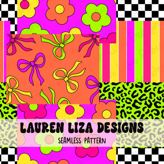 Neon Bows Patchwork