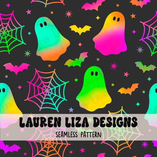 Neon Ghosts and Spiderwebs - Halloween
