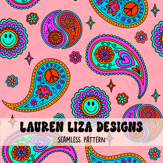 Neon Retro Paisley