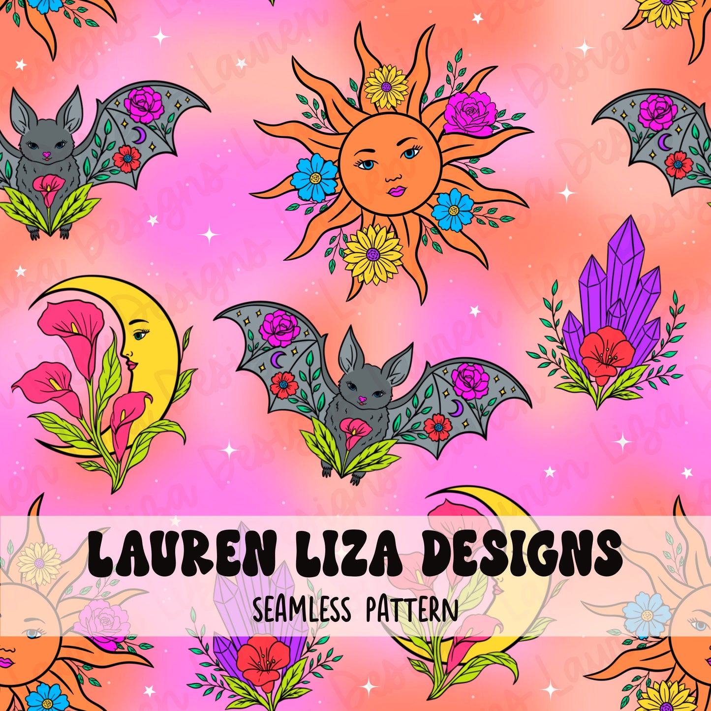 Bat Celestial (Non-Snake Sun) on Bright Background