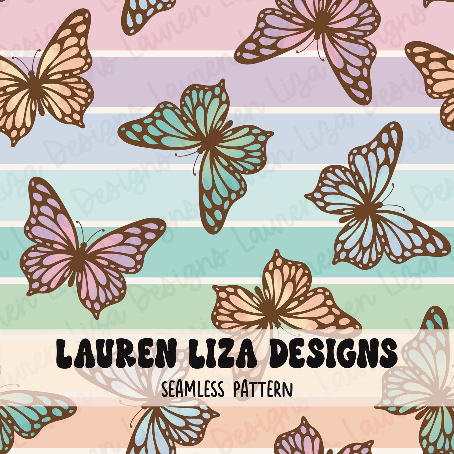 Ombre Butterflies and Stripes