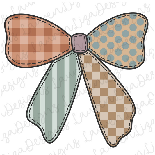 Patchwork Bow, Fall PNG