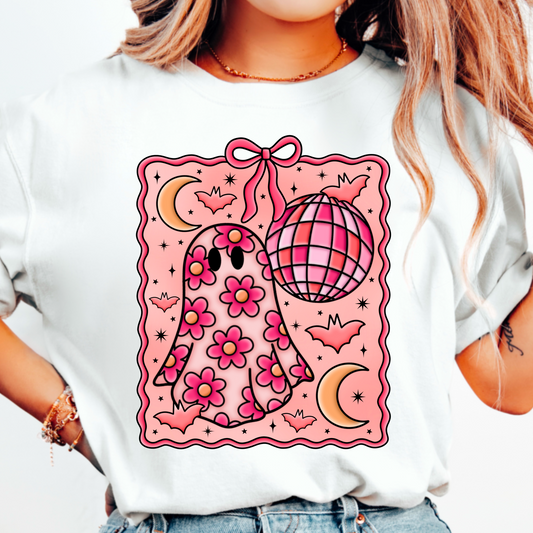 Pink Halloween Disco Ghosts PNG