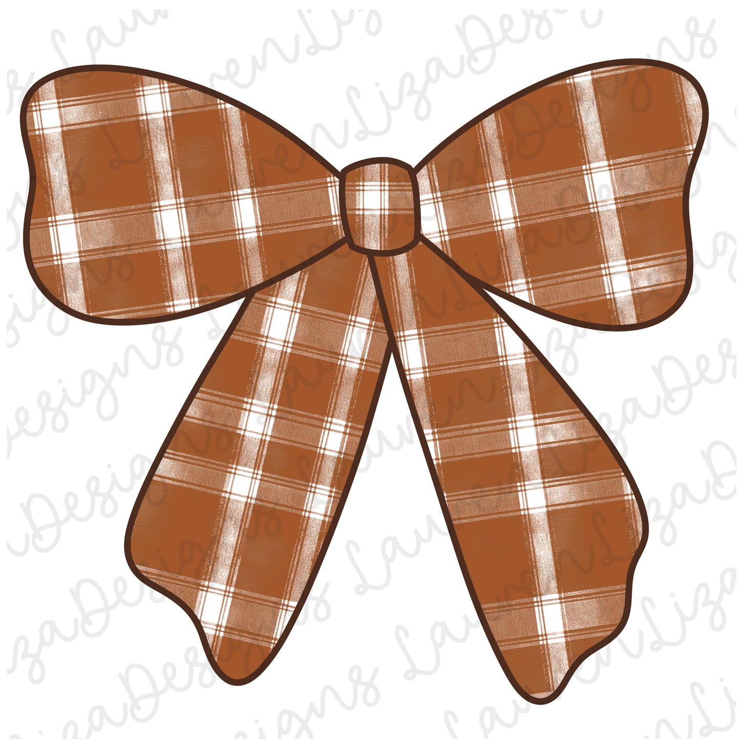 Burnt Orange Plaid Bow PNG