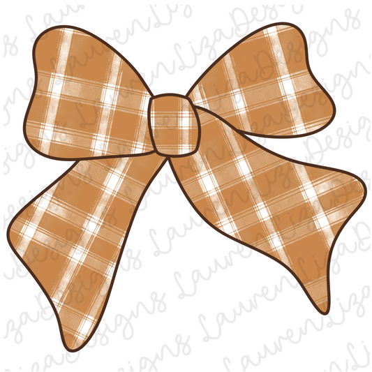 Camel Plaid Bow PNG