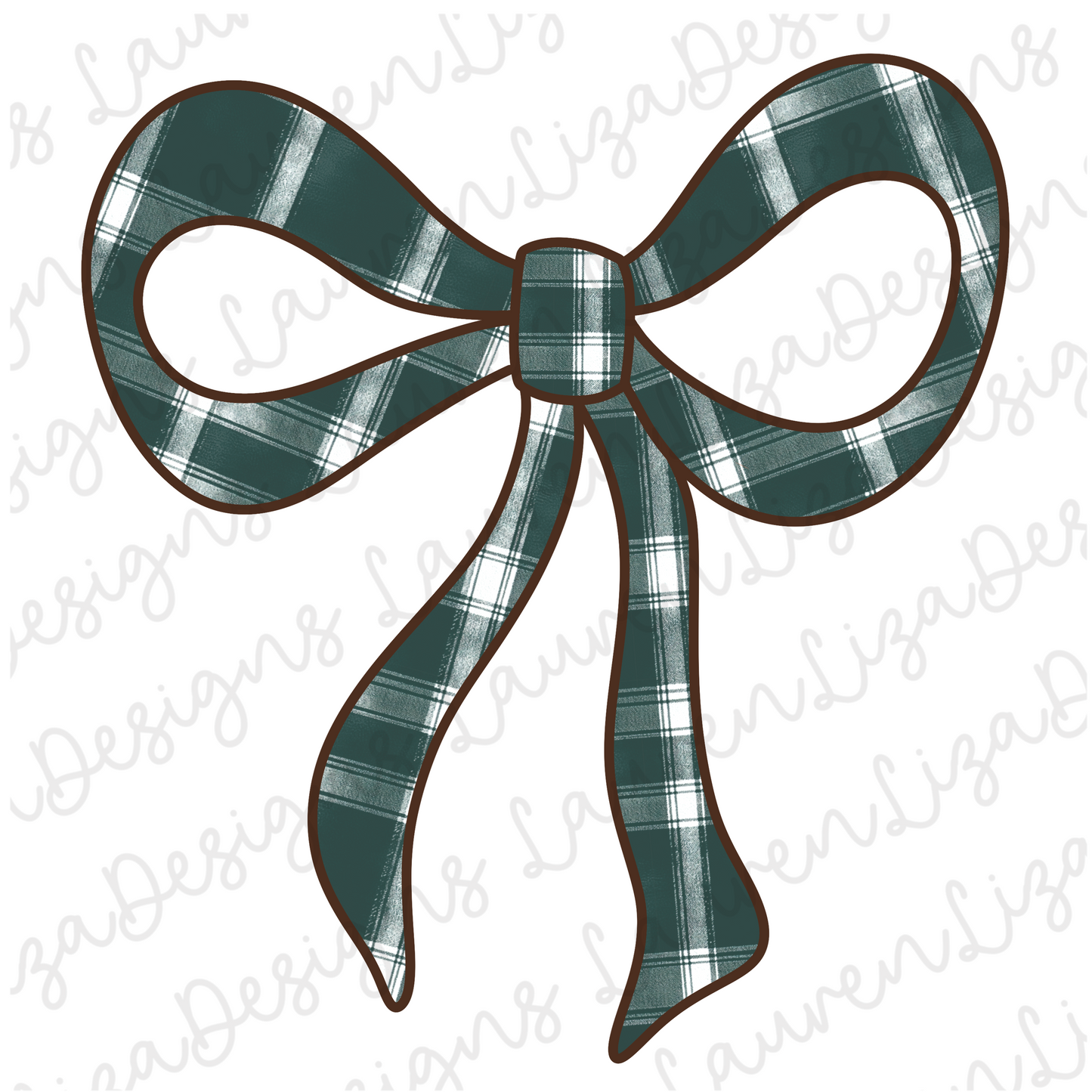 Dark Teal Plaid Bow PNG