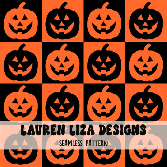 Pumpkin Checkers, Orange and Black