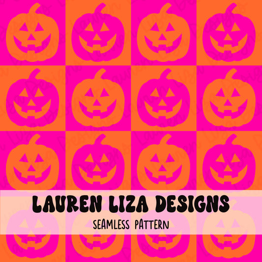 Pumpkin Checkers, Pink and Orange