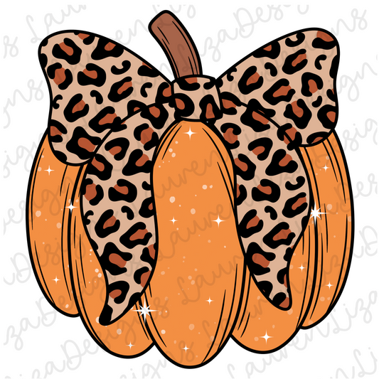 Pumpkin with Leopard Bow PNG