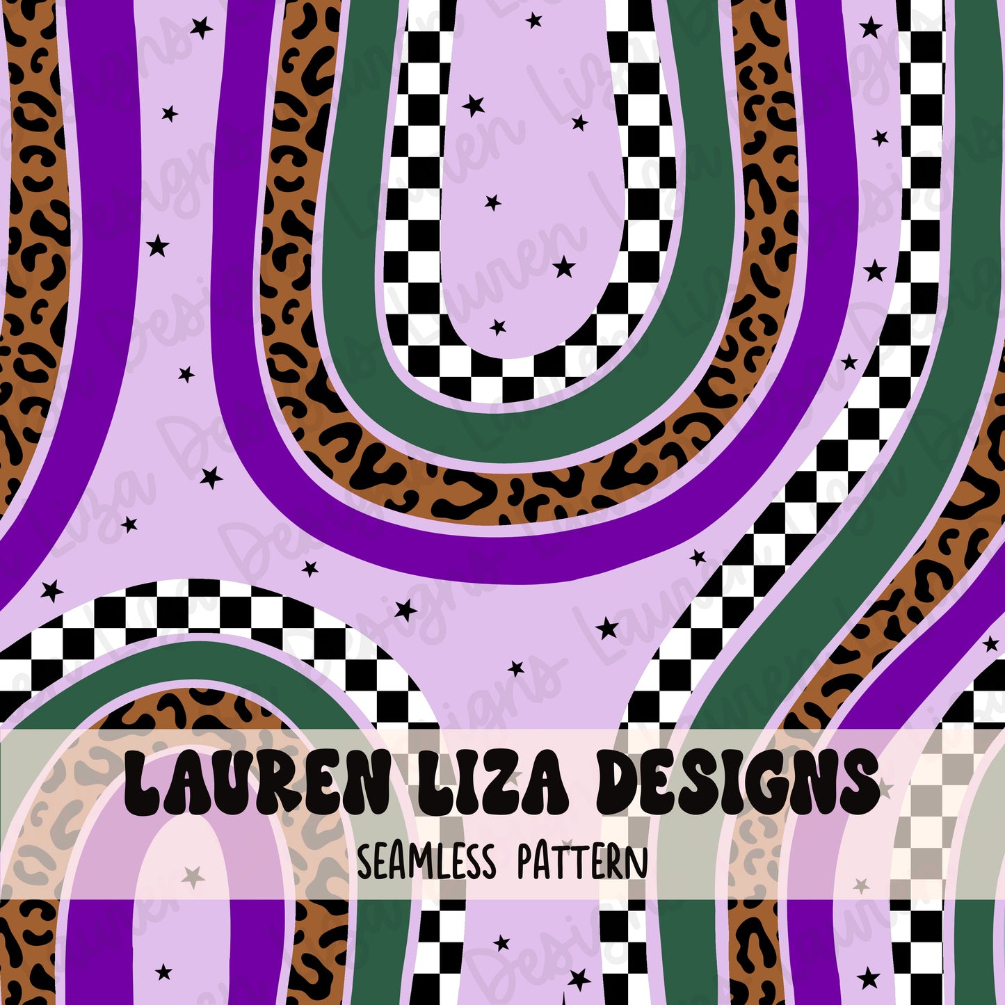 Purple and Green Retro Stripes