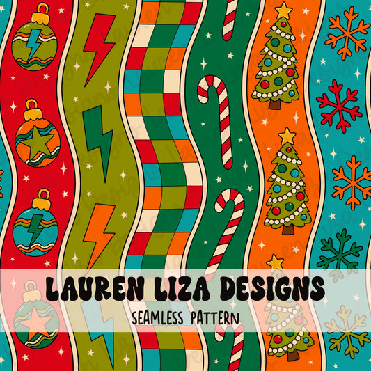 Bright Retro Christmas Wavy Stripes Boy
