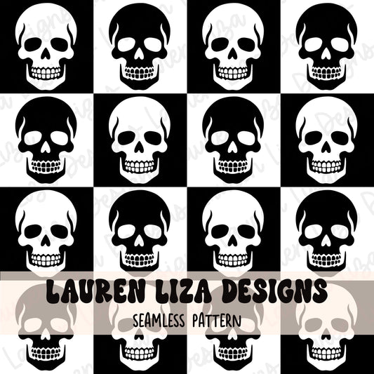Skull Checkers, Black and White