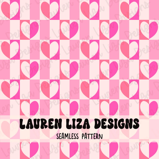 Valentines Day Heart Checkers - Bright