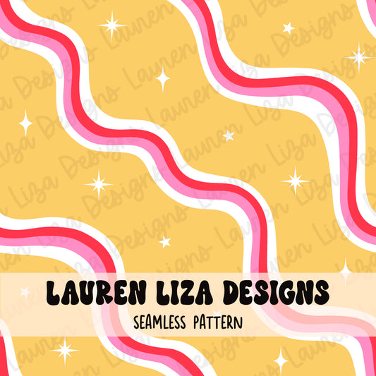 Retro Wavy Stripes on Yellow Background
