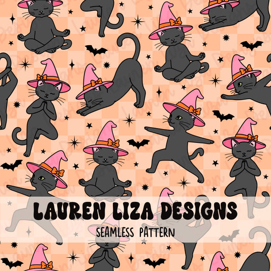 Halloween Yoga Witch Kitties